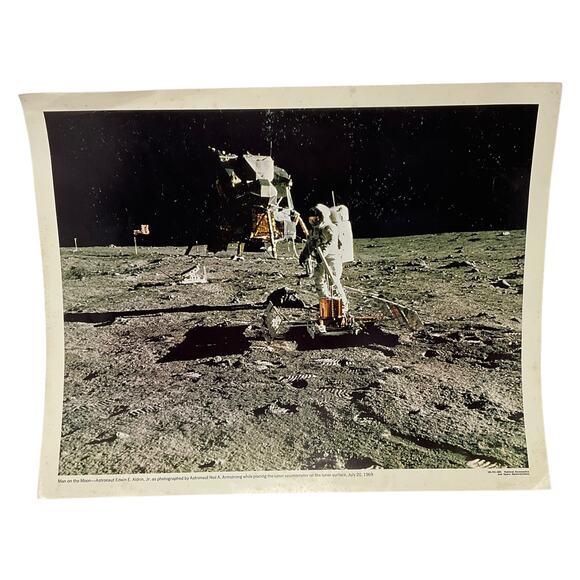 1969 Used NASA Apollo 11 Man on the Moon Photograph Edwin Aldrin Neil Armstrong - Picture 1 of 5
